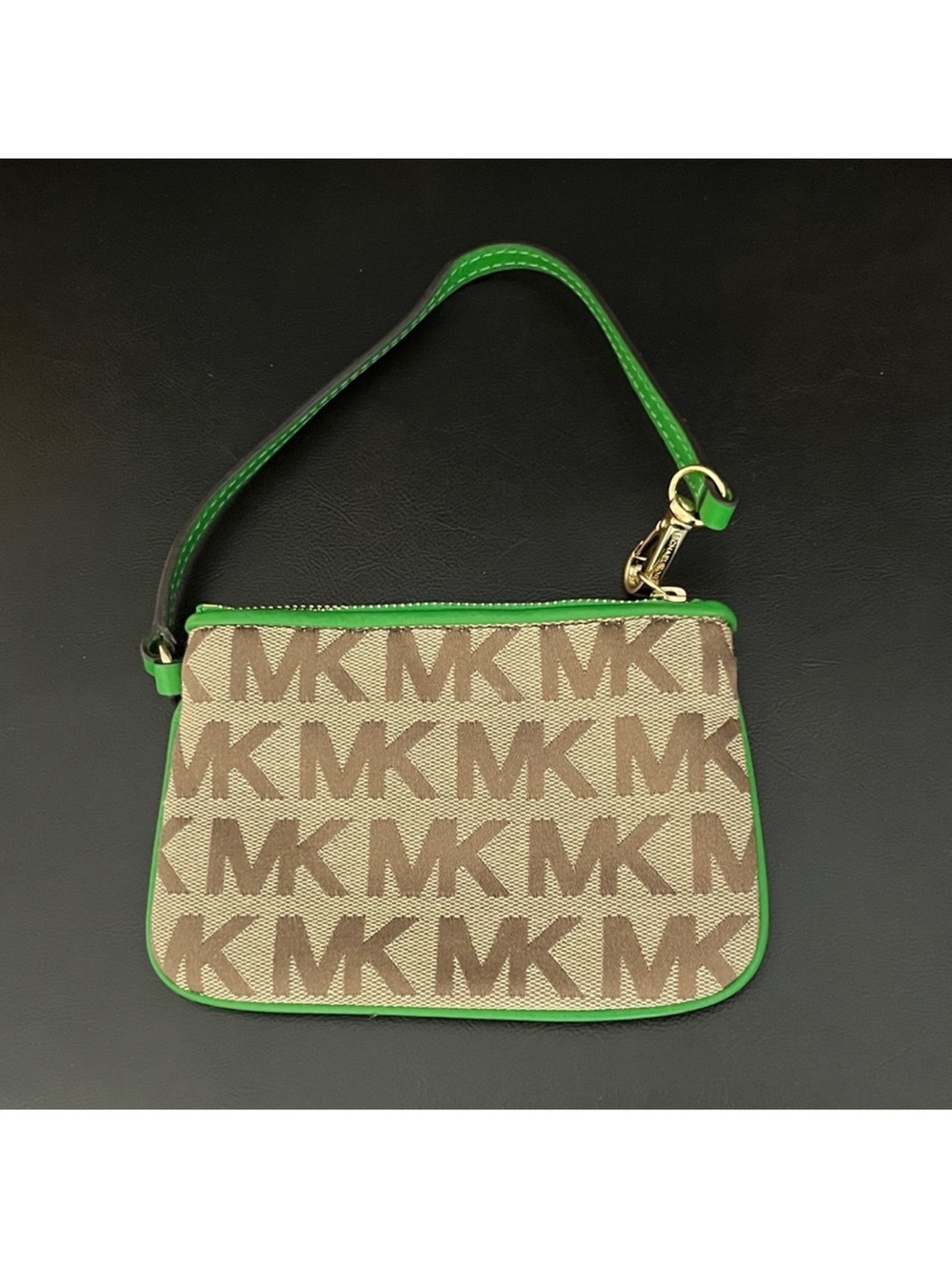 New Michael Kors Tan and Green Logo
Wristlet - Picture 11 of 11